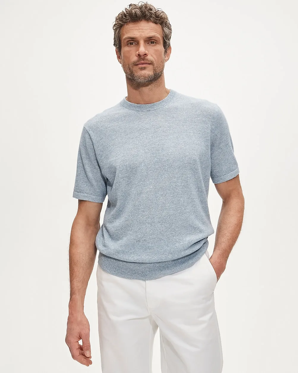 Short-Sleeve Cashmere-Linen Blend Sweater by J.Crew