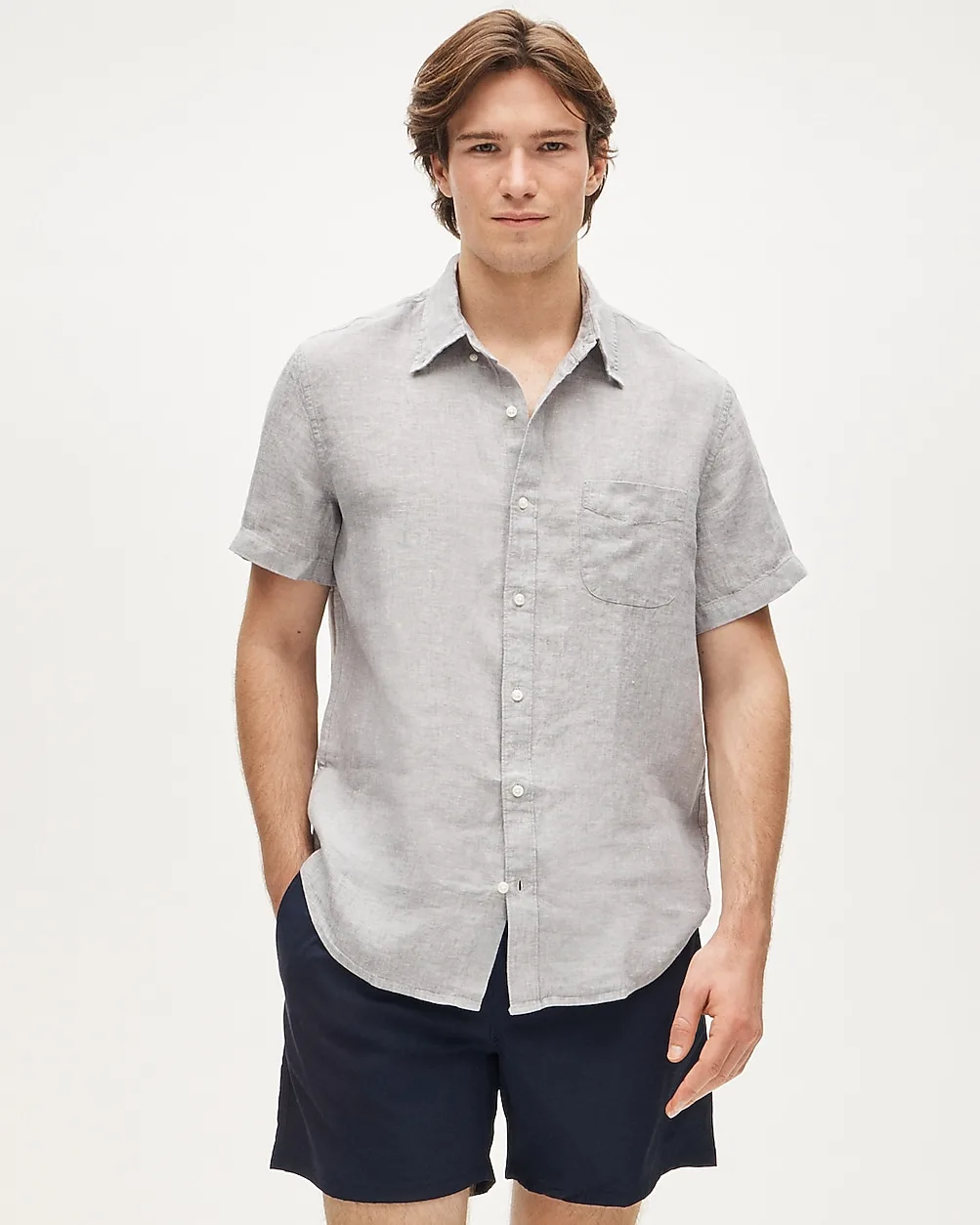 Slim Short-Sleeve Baird McNutt Irish Linen Shirt