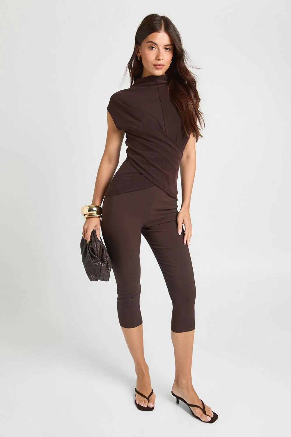 3/4 Bengaline Capri Legging Pants by boohoo