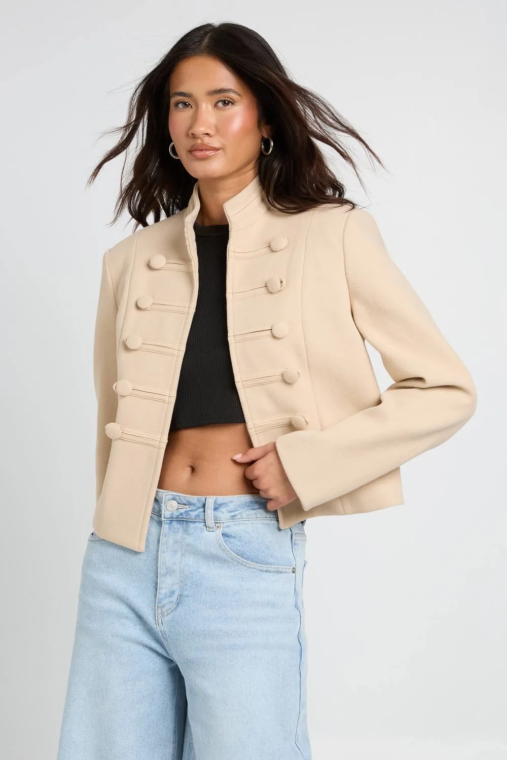 Military Cropped Jacket by boohoo