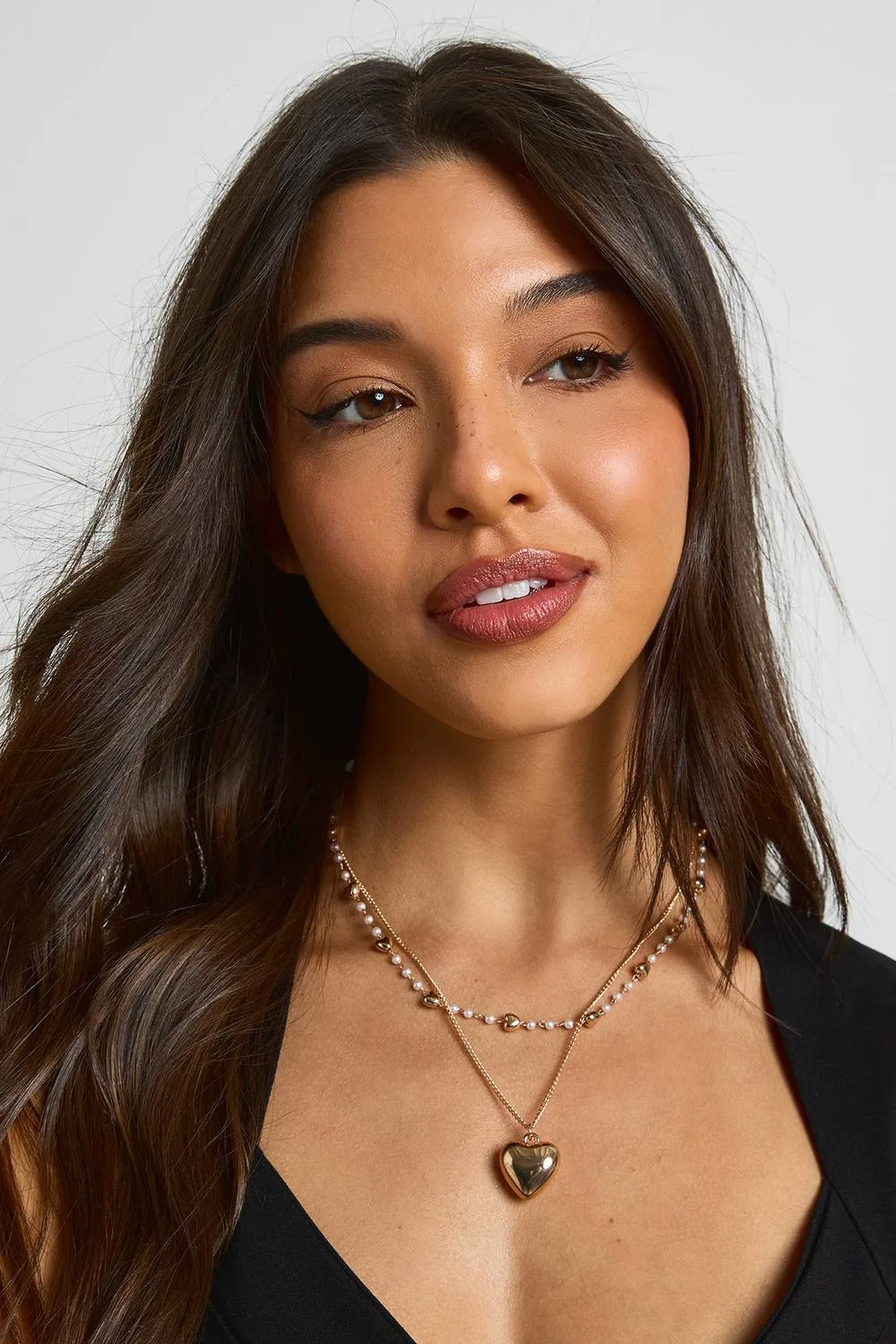 Heart Pendant & Pearl Layered Necklace by boohoo