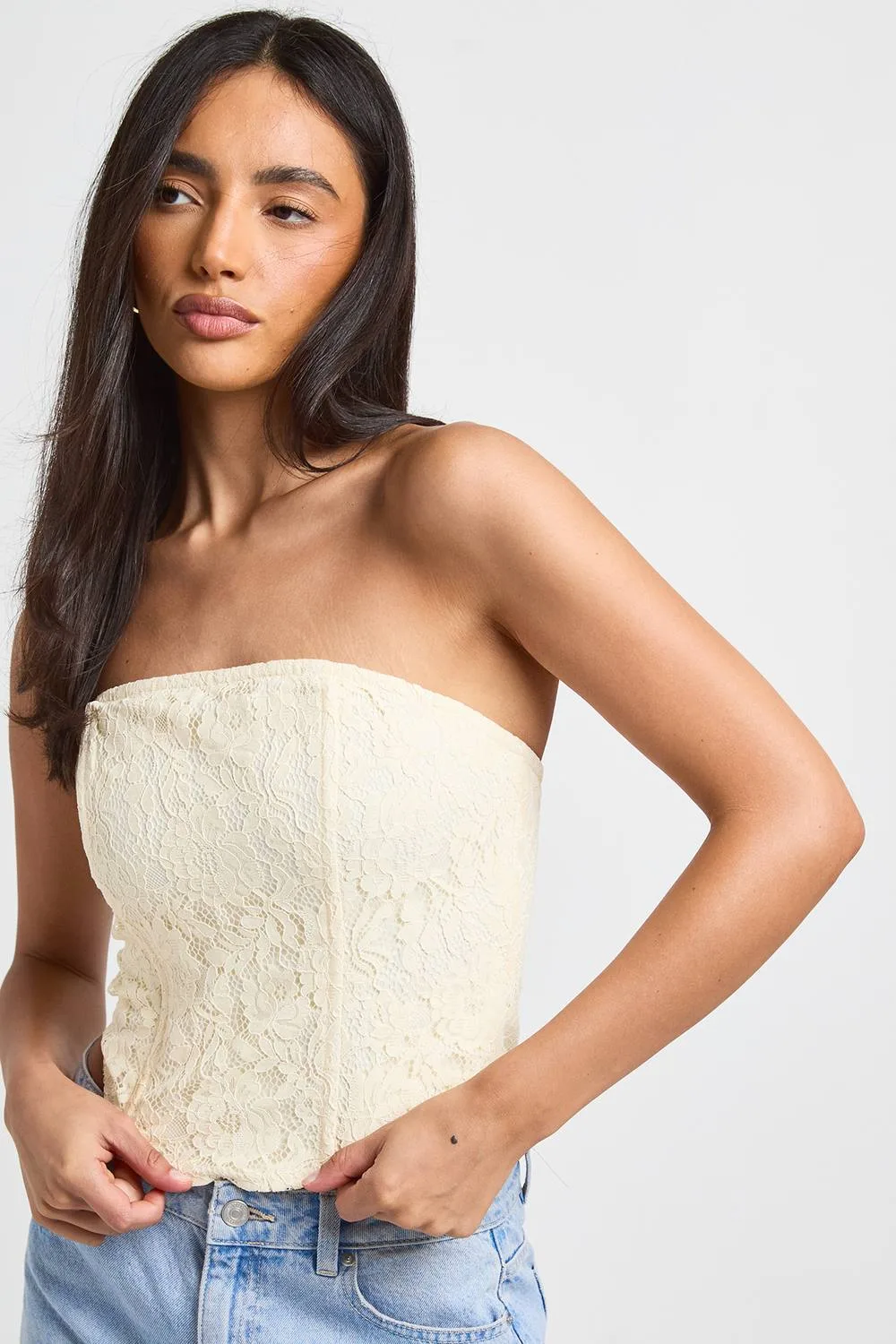 Broderie Bandeau Corset Top