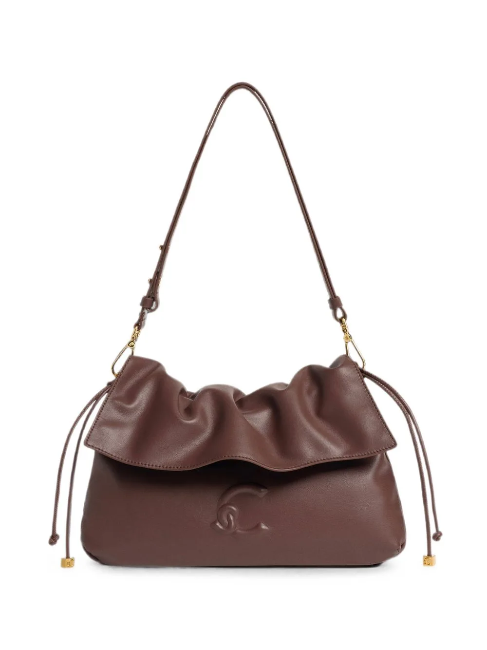 Lidia Logo-Embossed Ruched-Flap Shoulder Bag by Coccinelle