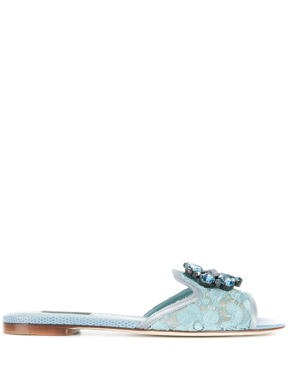 Bianca Crystal-Embellished Lace Slides by Dolce & Gabbana