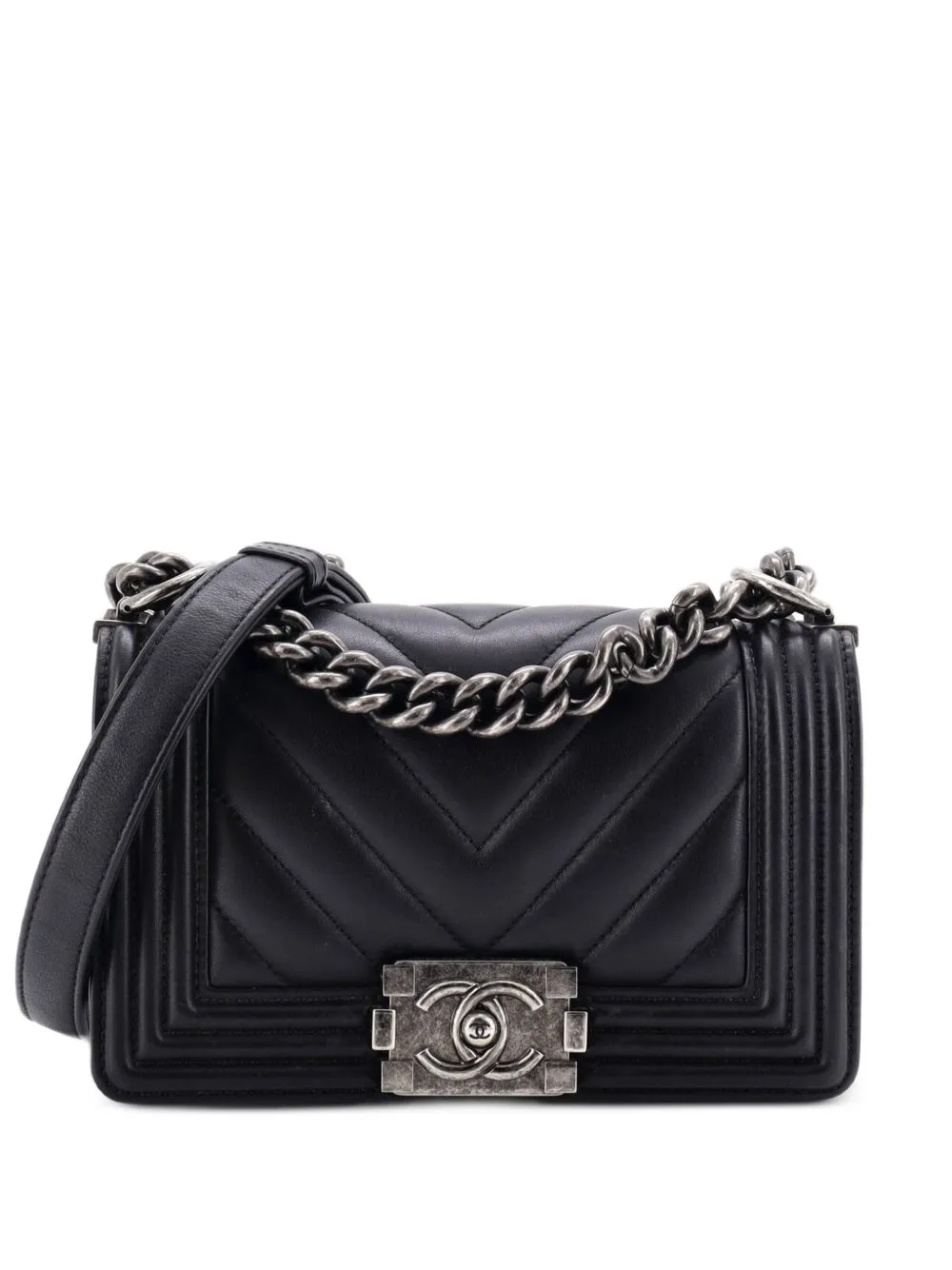Boy Flap Bag Chevron Calfskin Small Crossbody Bag by CHANEL Pre-Owned