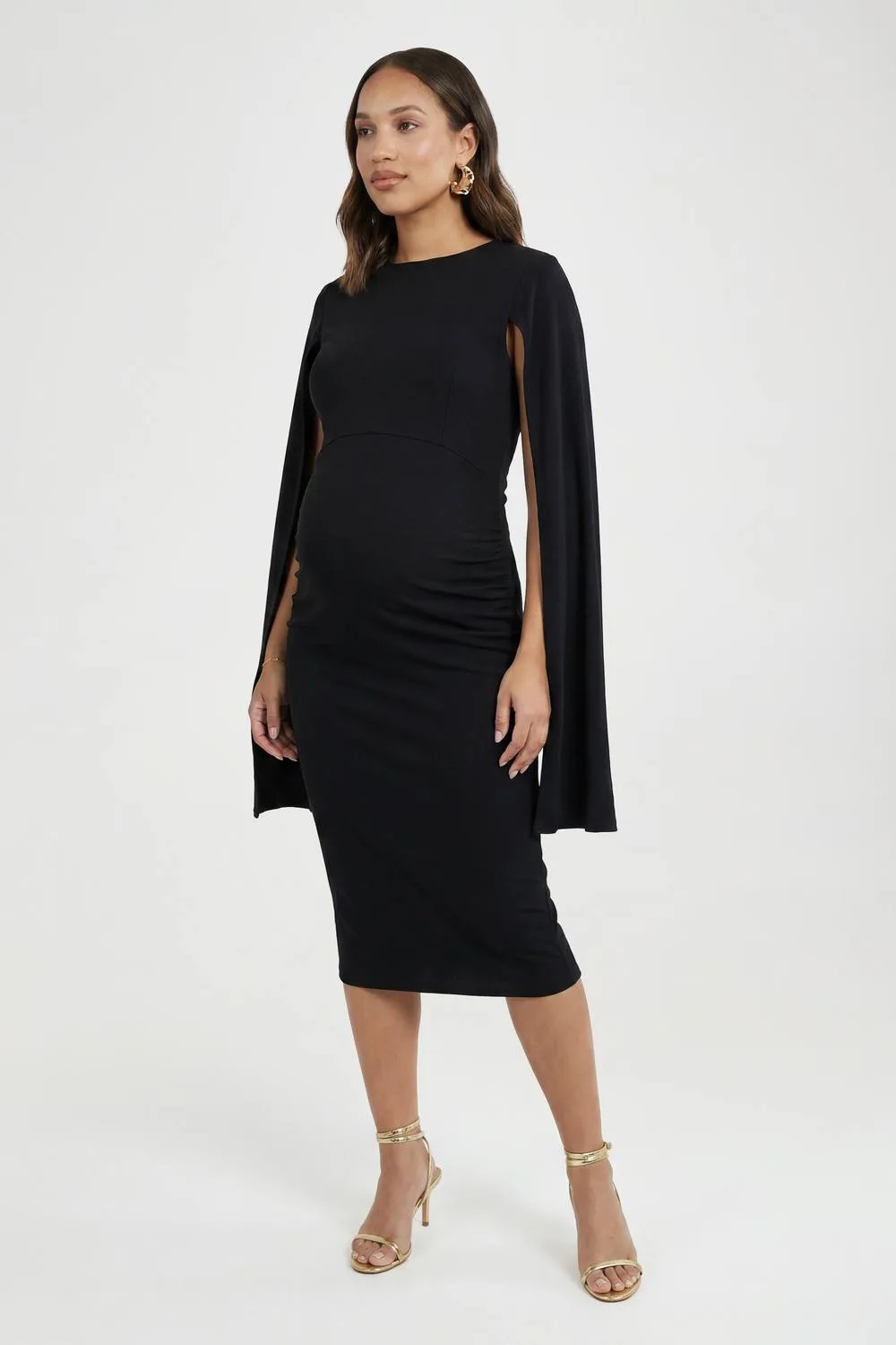 Maternity Cape Sleeve Midi Bodycon Dress by boohoo