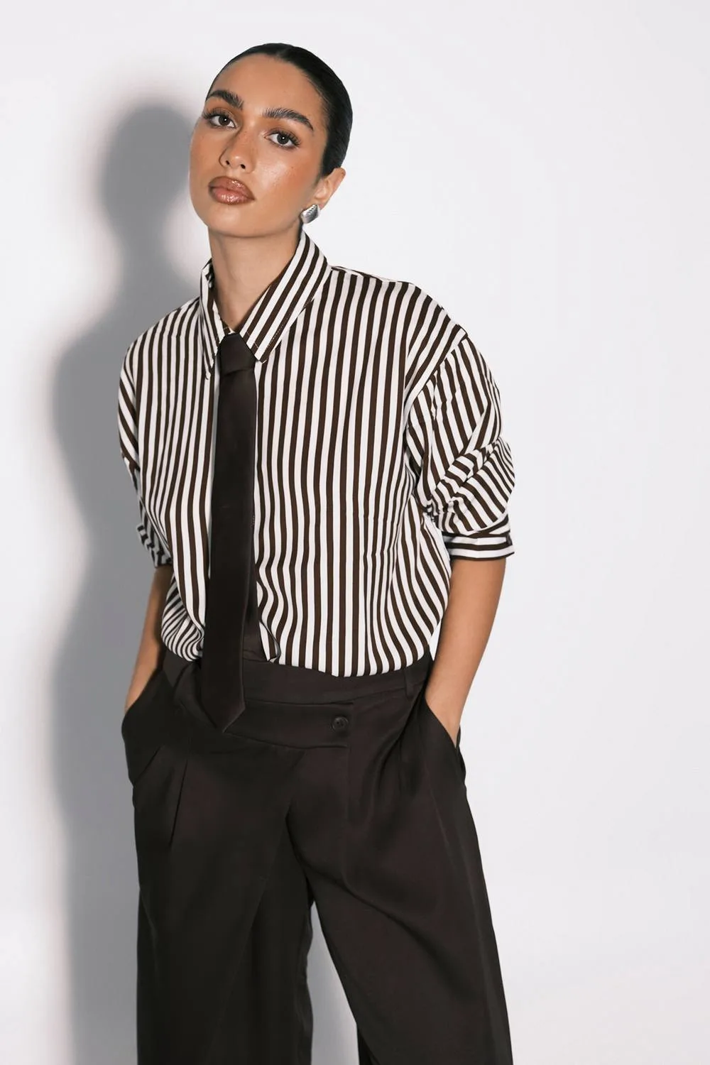 Mixed Stripe Fitted Shirt by boohoo