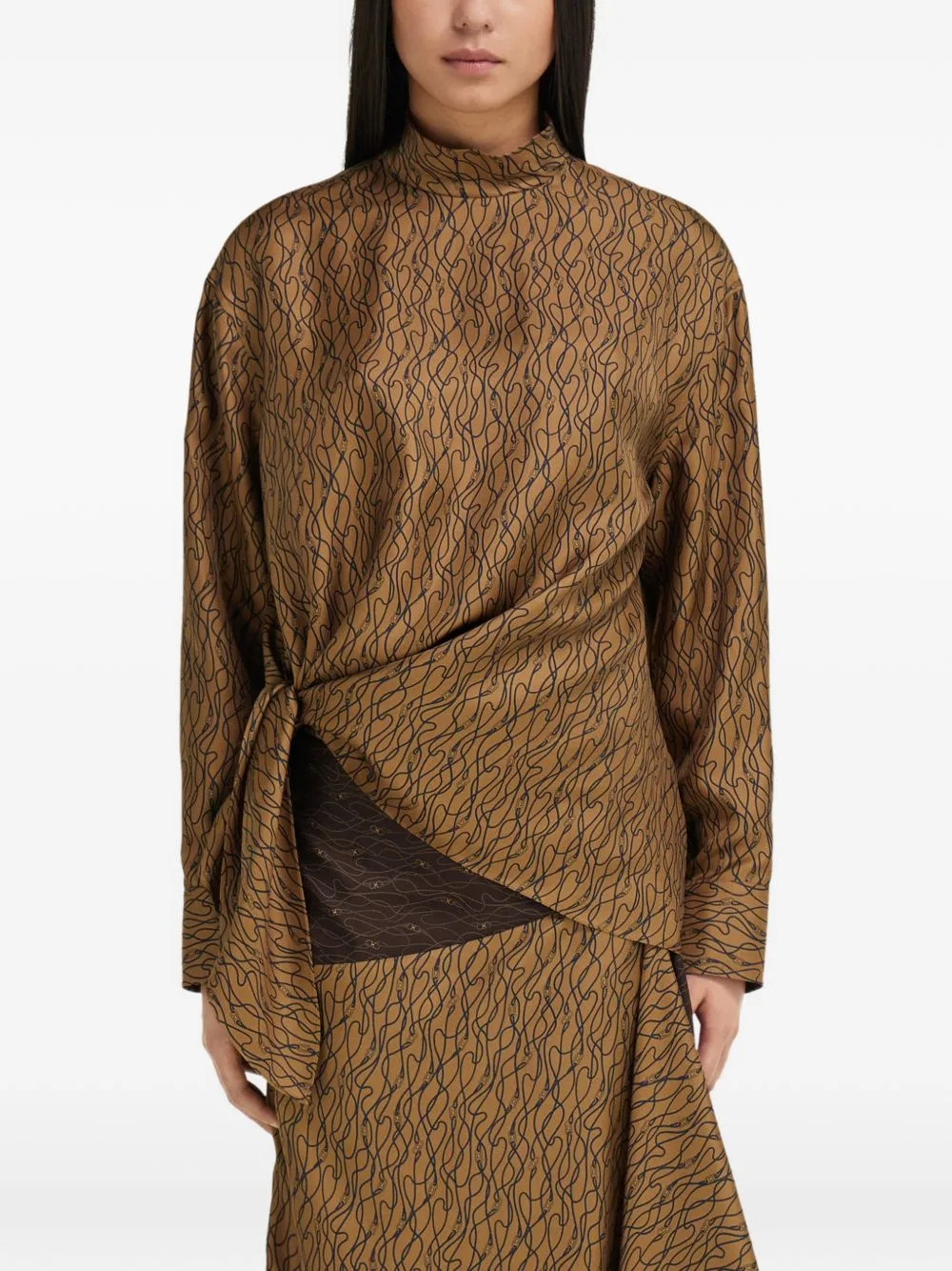 Graphic-Print Asymmetric Blouse by Ferragamo