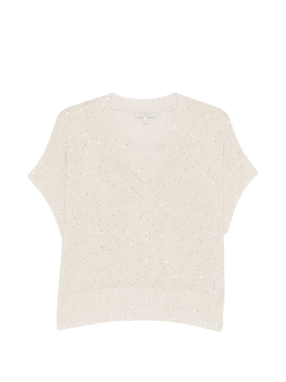 Sequin-Embellishment V-Neck Top by Antonelli