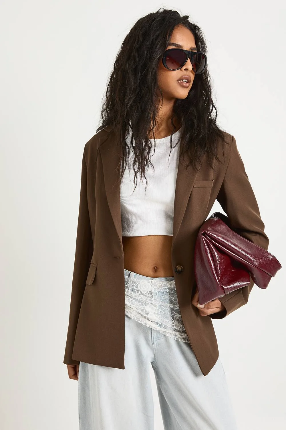Oversized Tailored Woven Blazer by boohoo