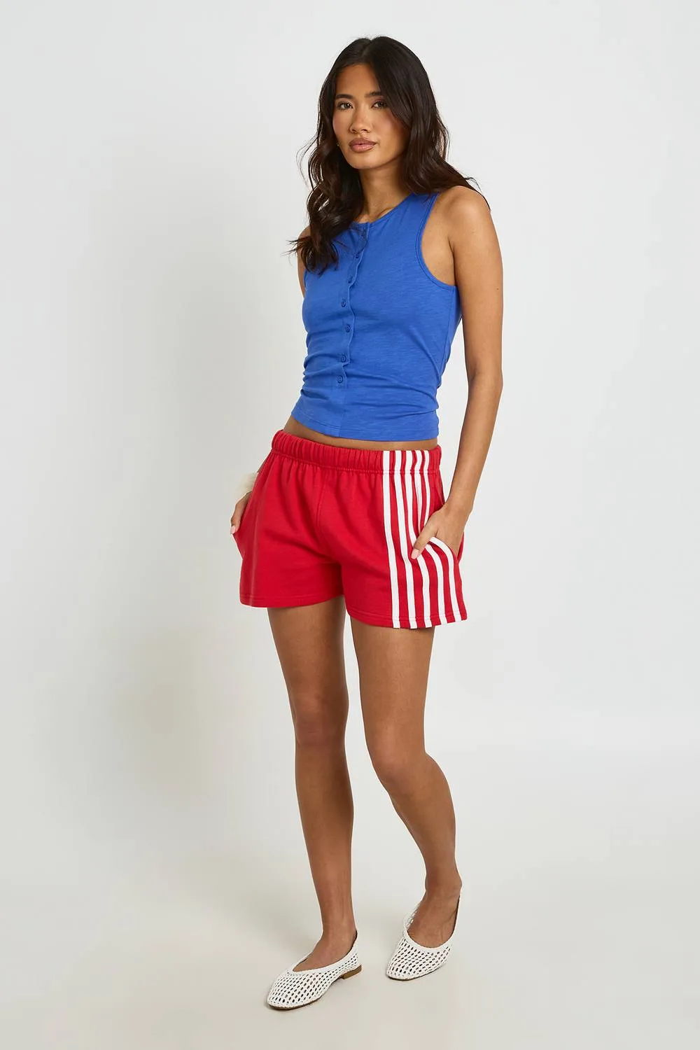 Slub Button Through Cotton Vest - Cotton/Polyurethane by boohoo