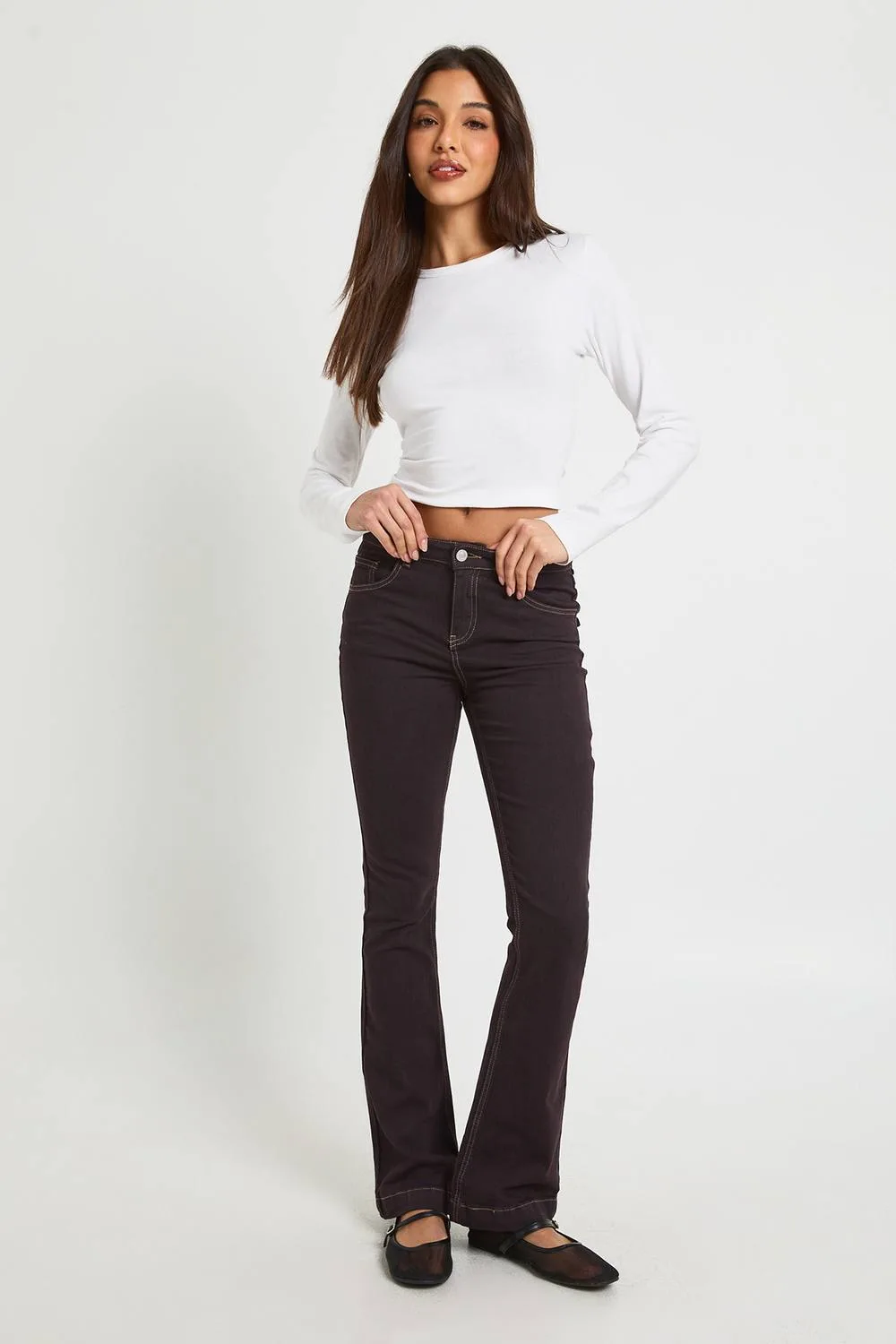 Mid Rise Y2K Bootcut Jean - Denim/Cotton by boohoo