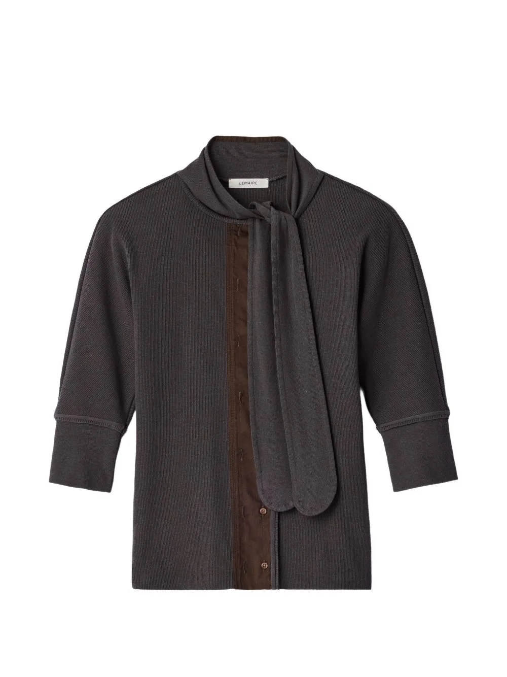 Ascot T-Shirt in Linen and Cotton Ribbed Jersey by LEMAIRE