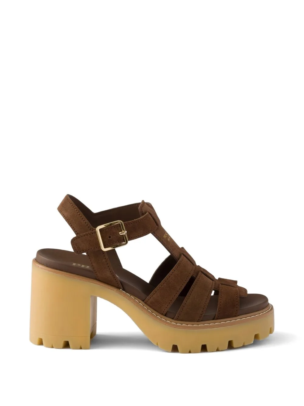 High-Heeled Suede Platform Sandals by Prada