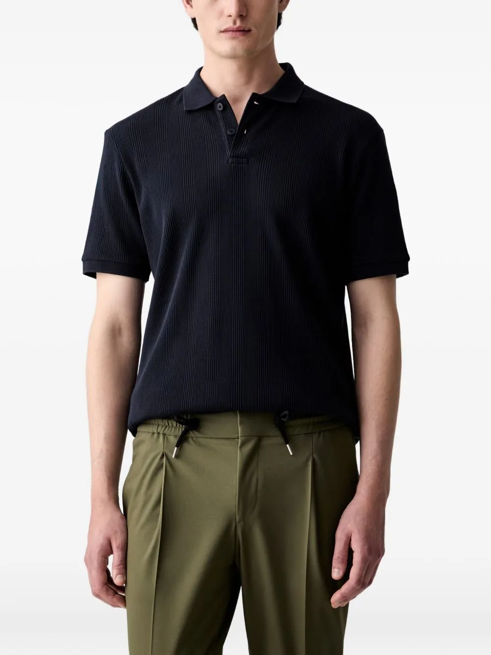 Ribbed Short-Sleeve Polo Shirt by Marc O'Polo