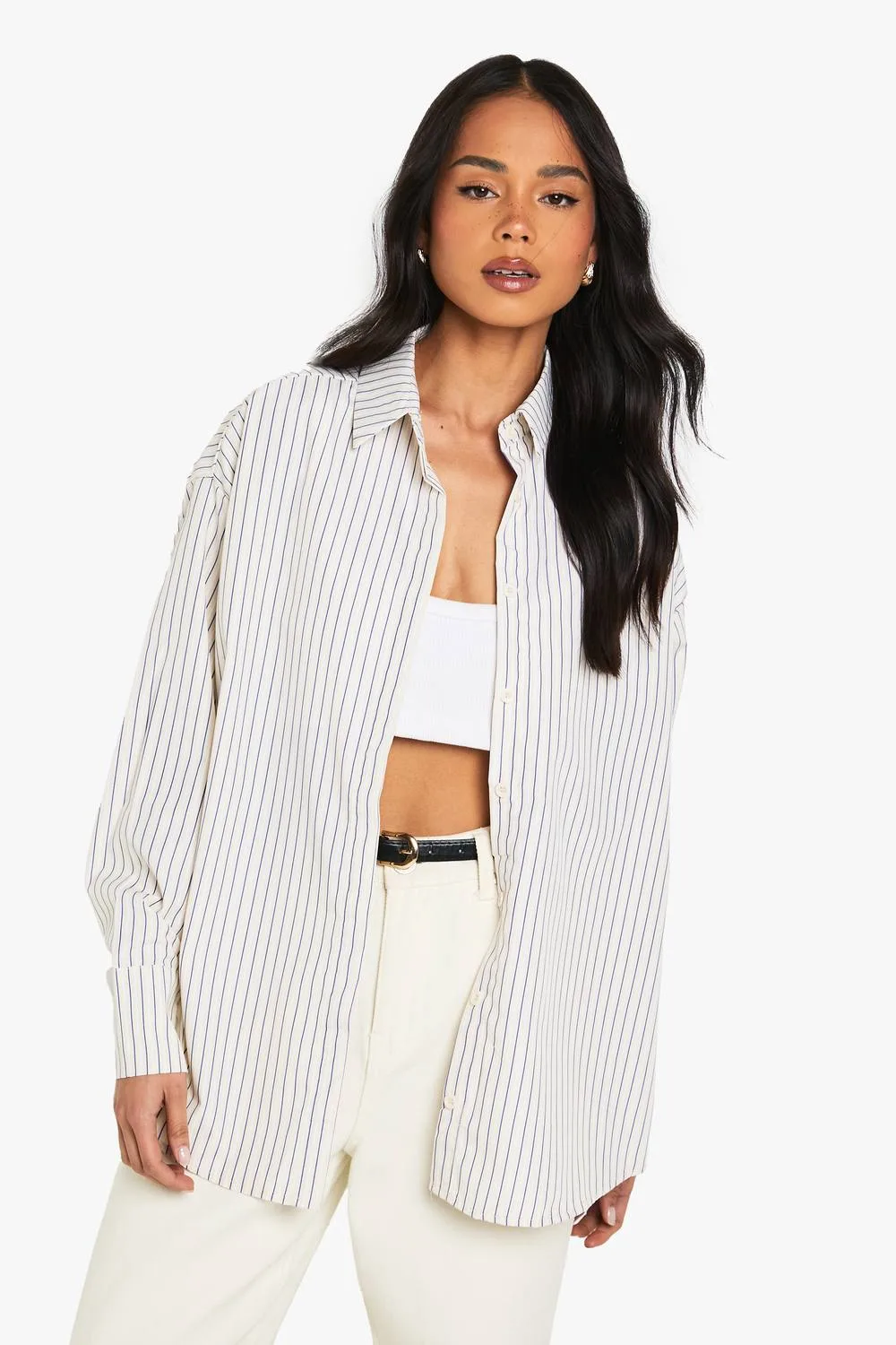 Oversized Fine Stripe Shirt - Woven by boohoo