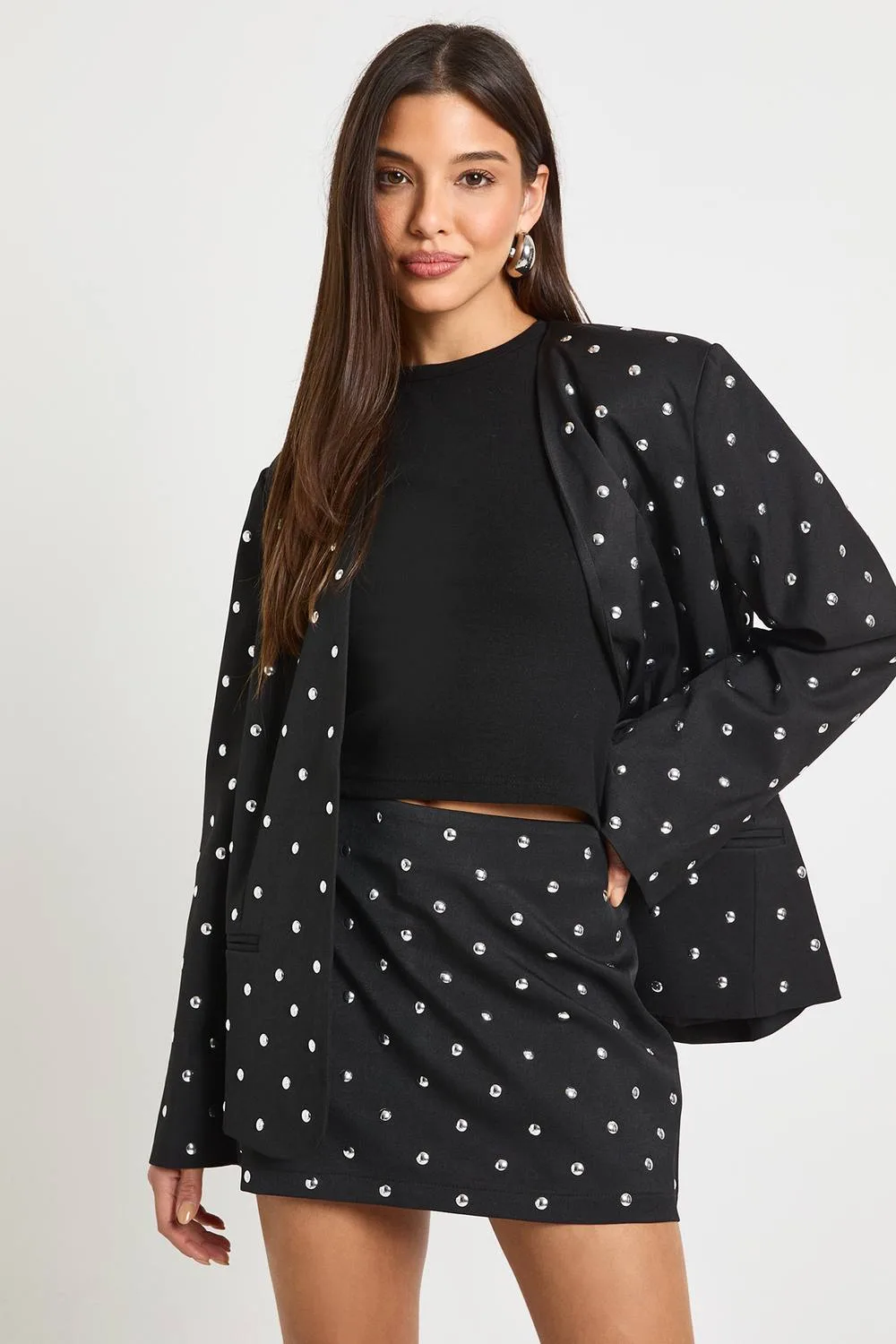 Stud Detail Mini Skirt - Woven by boohoo
