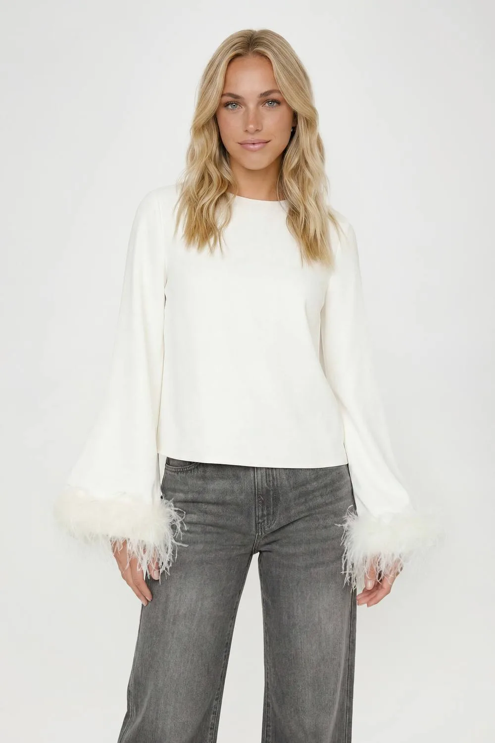 Feather Cuff Blouse - Woven by boohoo