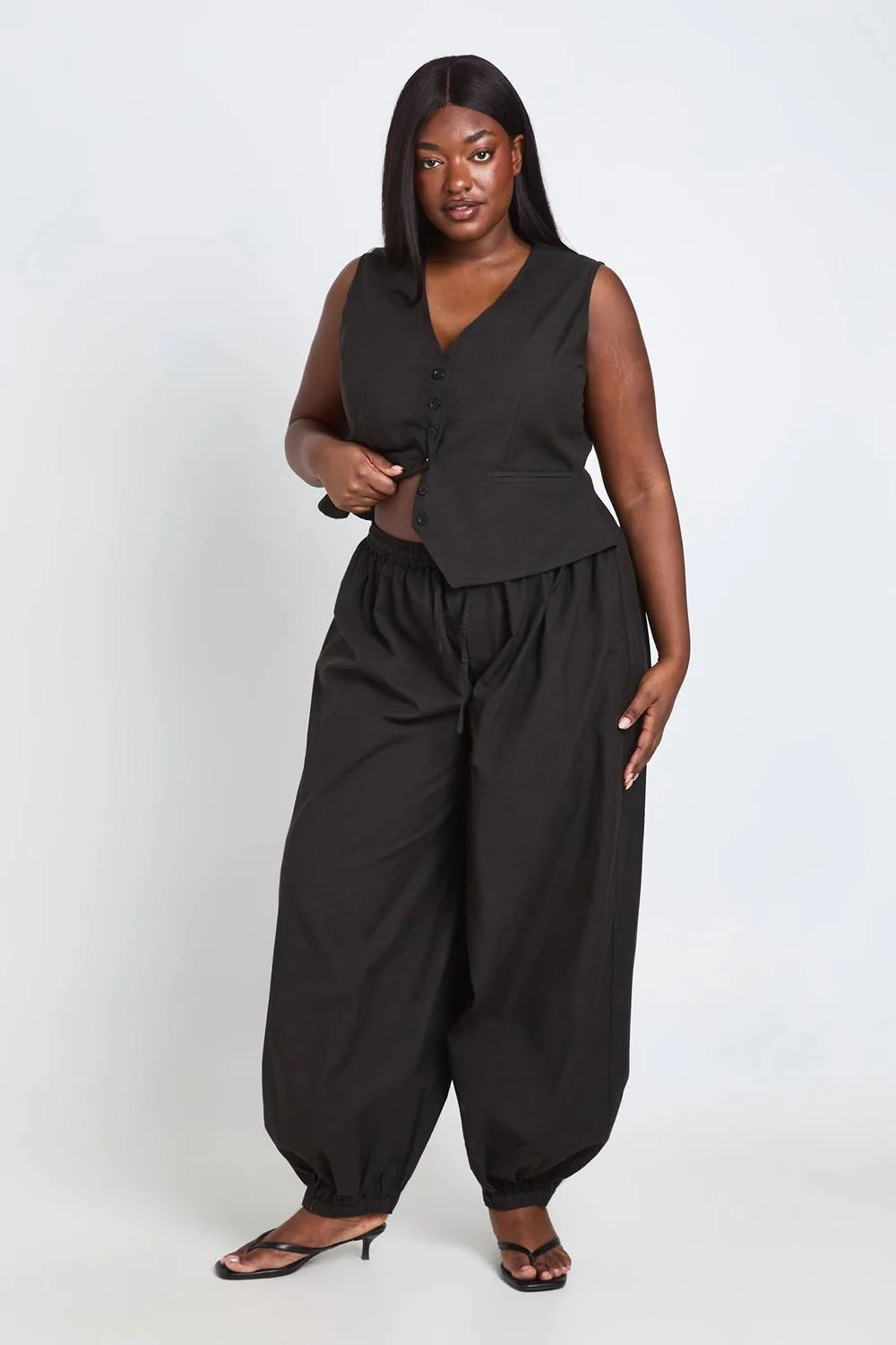 Linen Look Balloon Trouser by boohoo