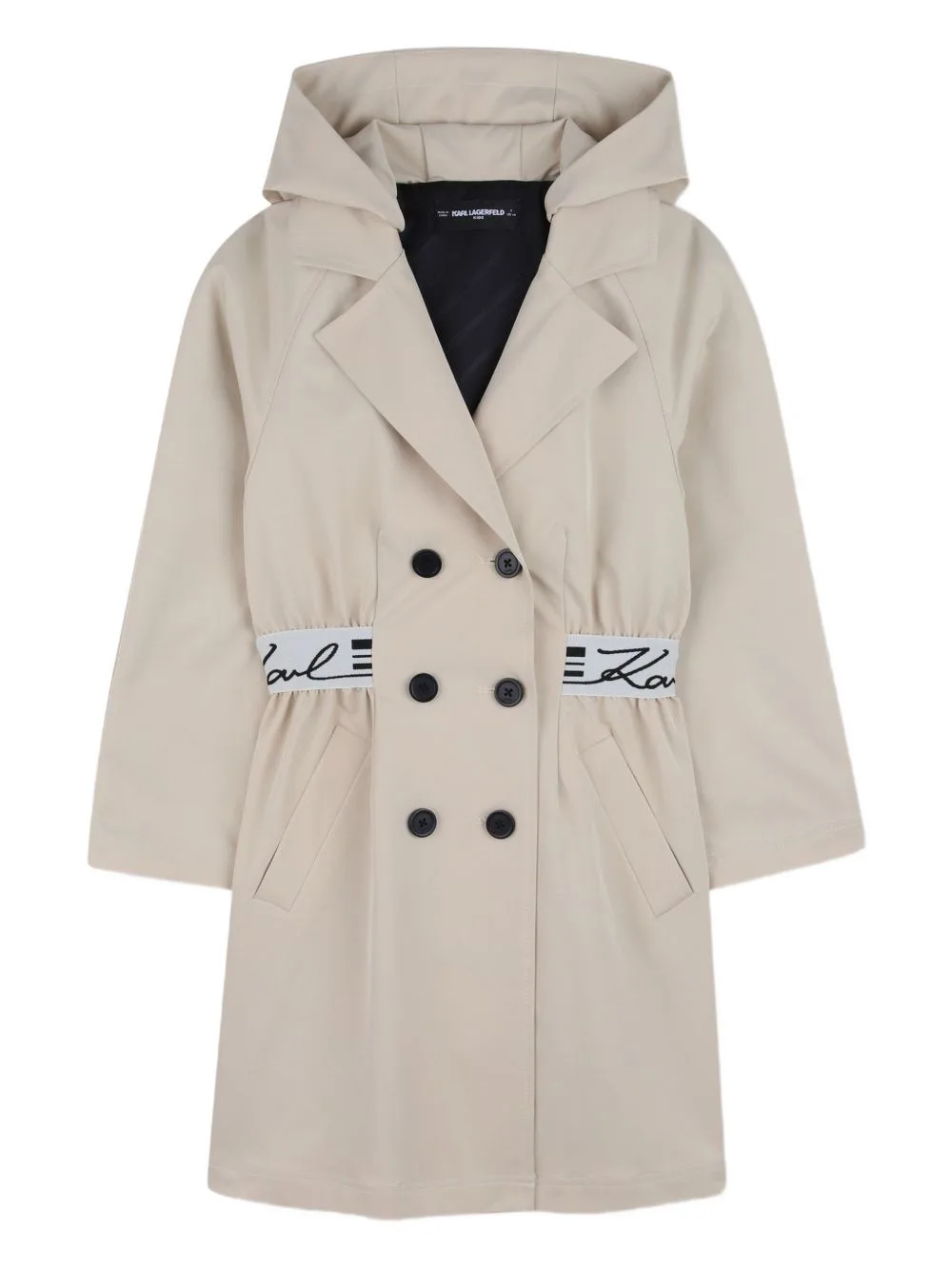 Hooded Pleated Trench Coat by Karl Lagerfeld Kids