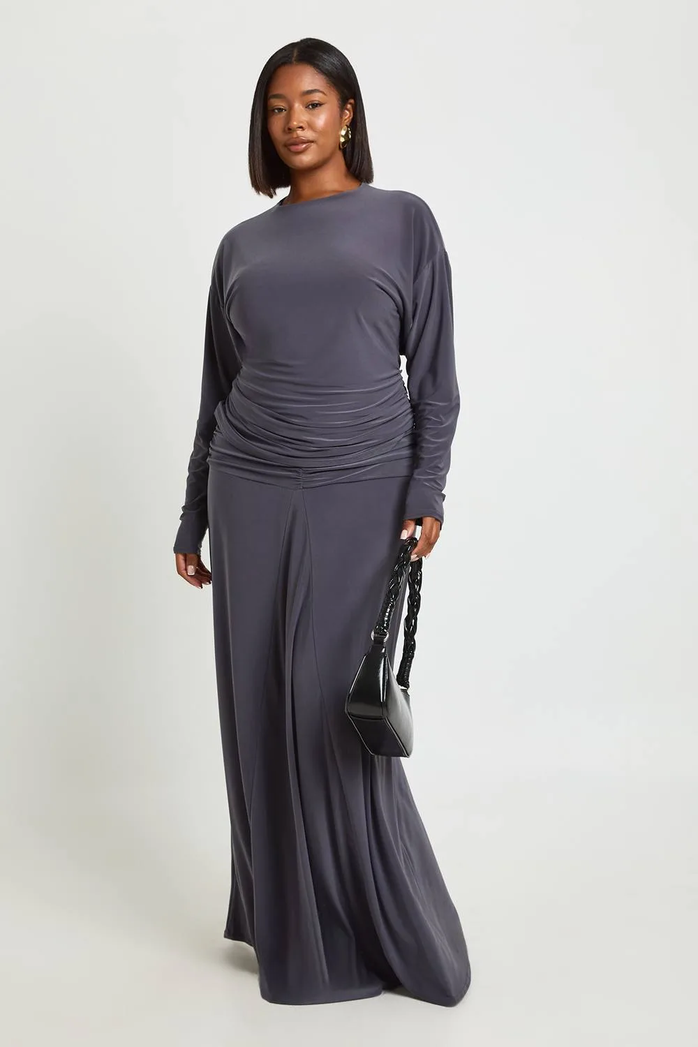 Ruched Front Maxi Skirt - Knitted by boohoo