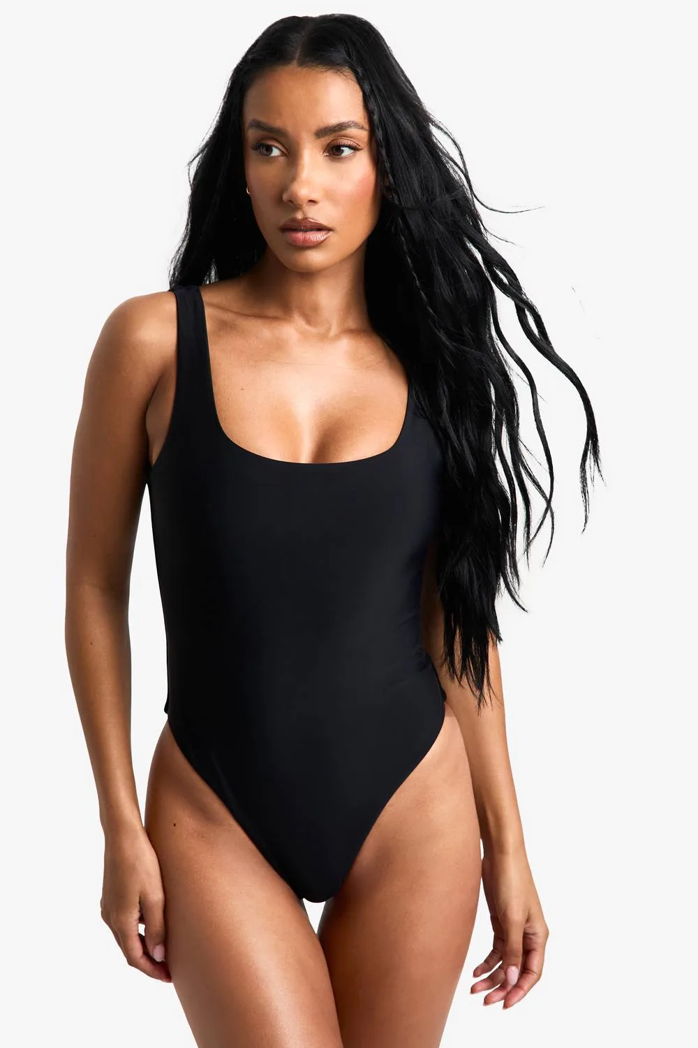 Swimwear Essentials Square Neck Swimsuit - Knitted by boohoo