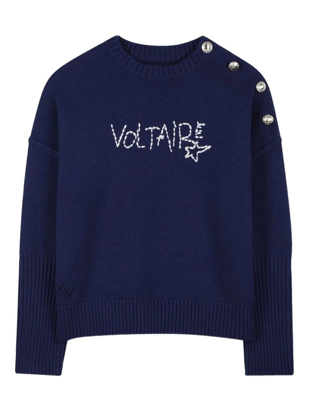 Button-Detail Embroidered Sweater by Zadig & Voltaire Kids