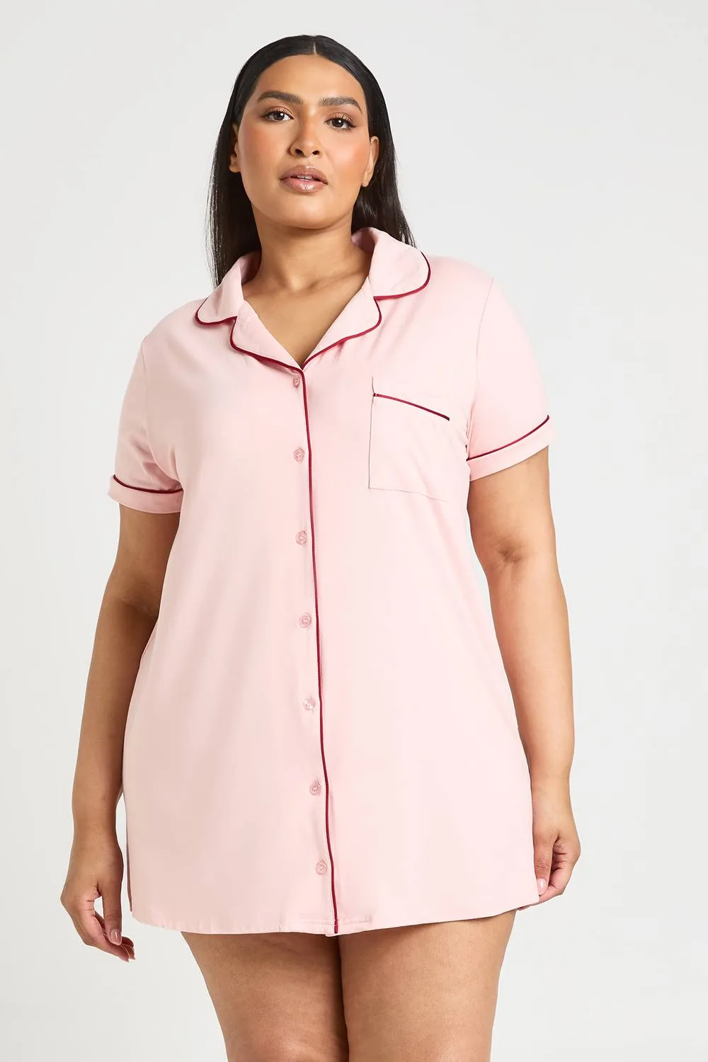 Piping Detail Short Sleeve Nightie - Polyurethane by boohoo