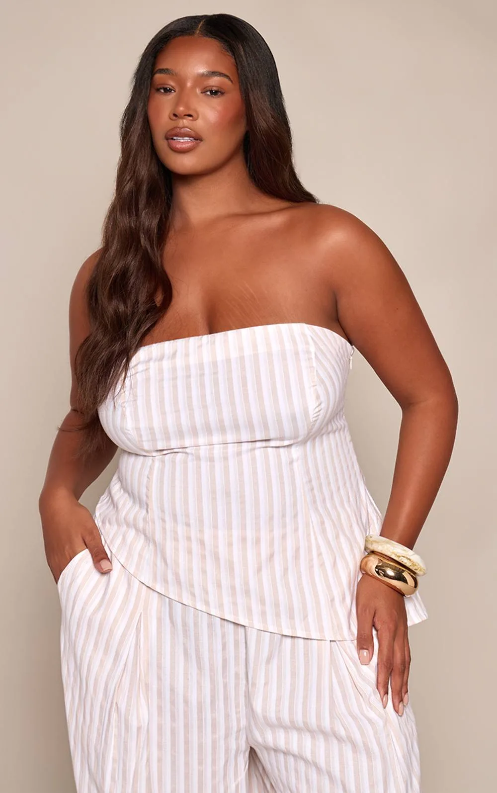 Pinstripe Square Neck Strappy Top Co-Ord
