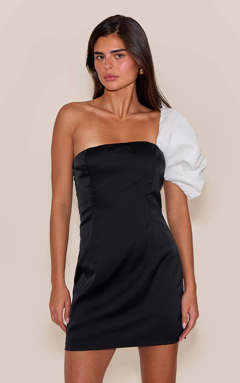 Satin Bow Drape Bodycon Dress by PrettyLittleThing