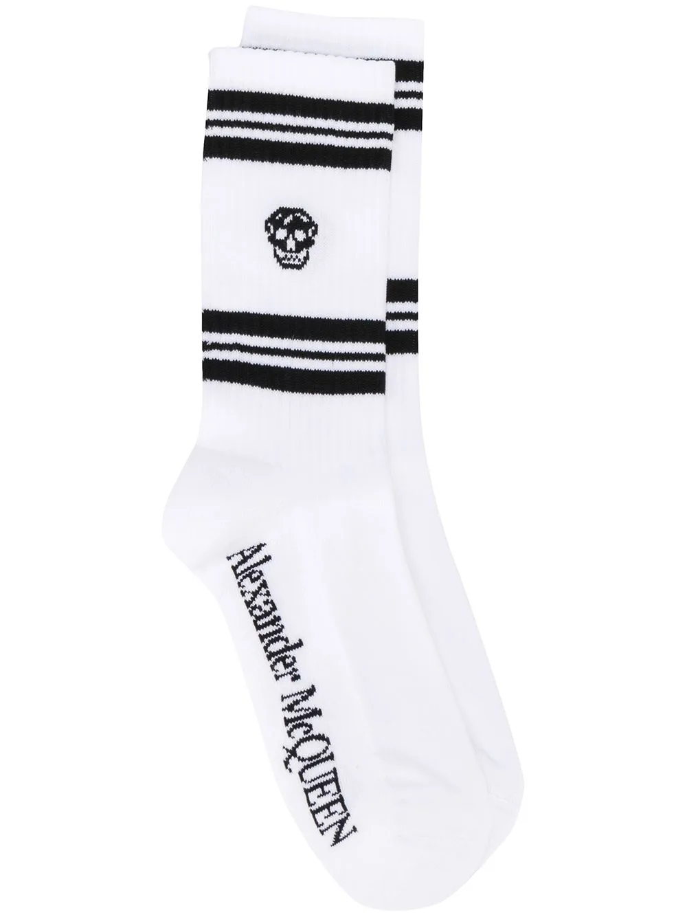 Ribbed Skull Print Ankle Socks by Alexander McQueen