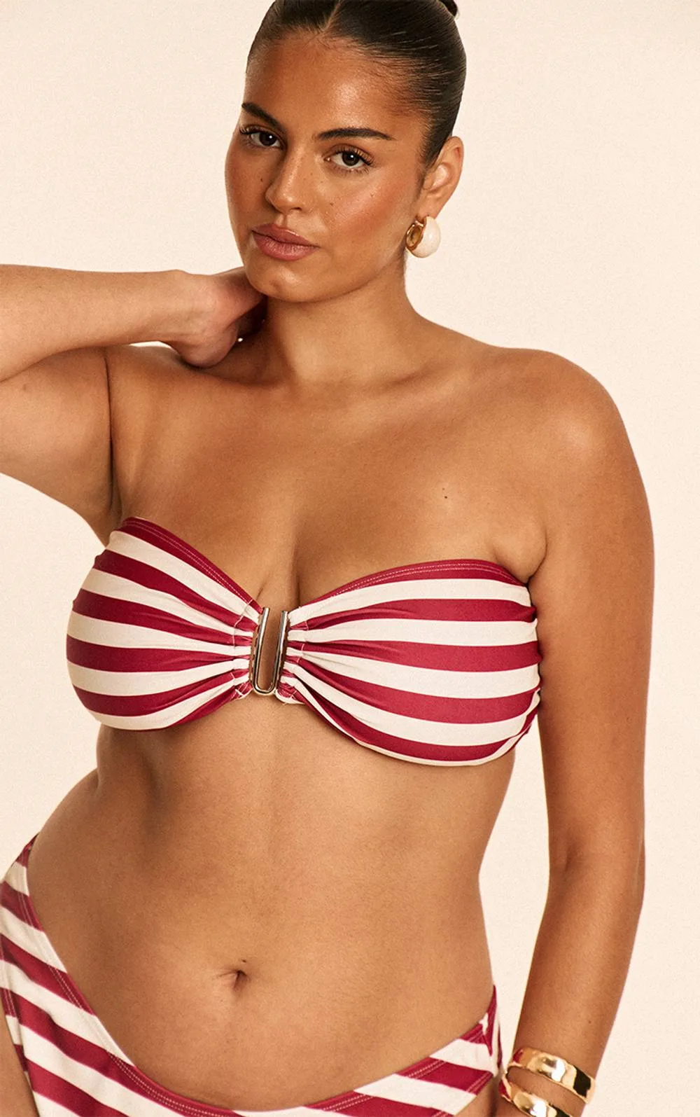 Stripe U Bar Bandeau Bikini Top by PrettyLittleThing