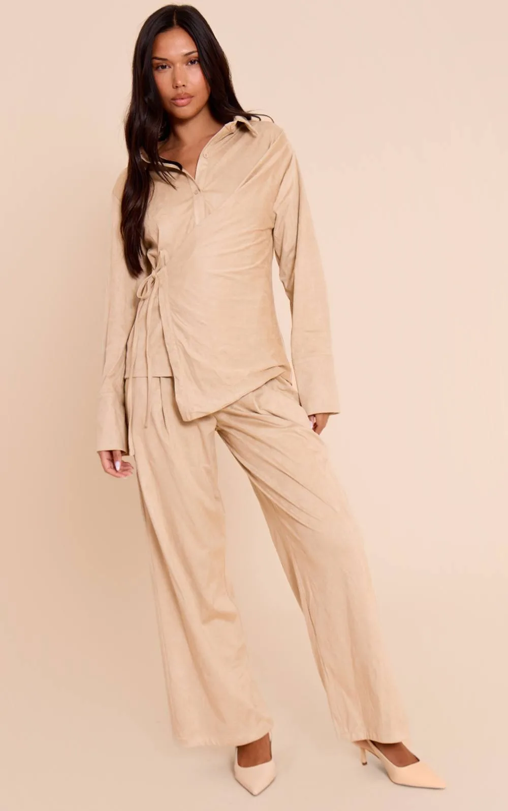 Suede Straight Leg Trouser Co-Ord by PrettyLittleThing