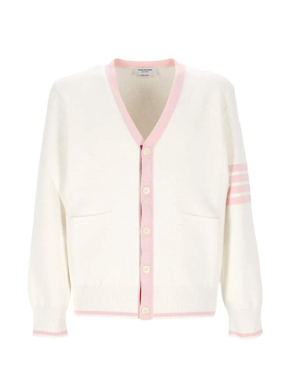 4-Bar V-Neck Cardigan by Thom Browne