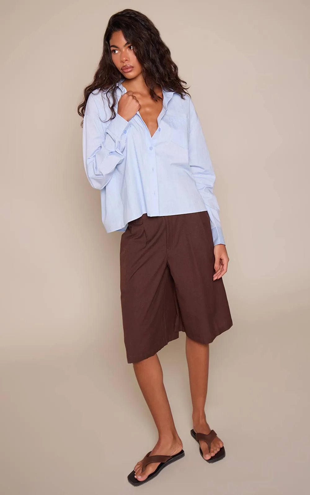 Linen Pleated Tailored Jorts by PrettyLittleThing