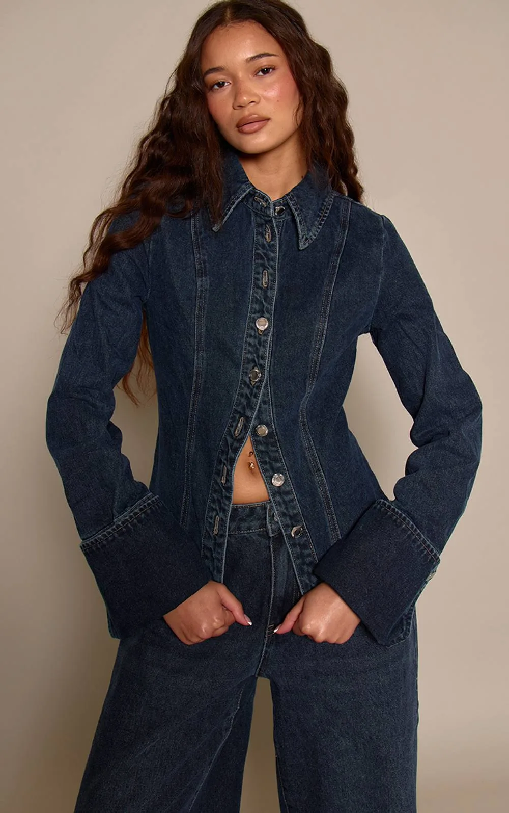 Cinch Denim Shirt by PrettyLittleThing