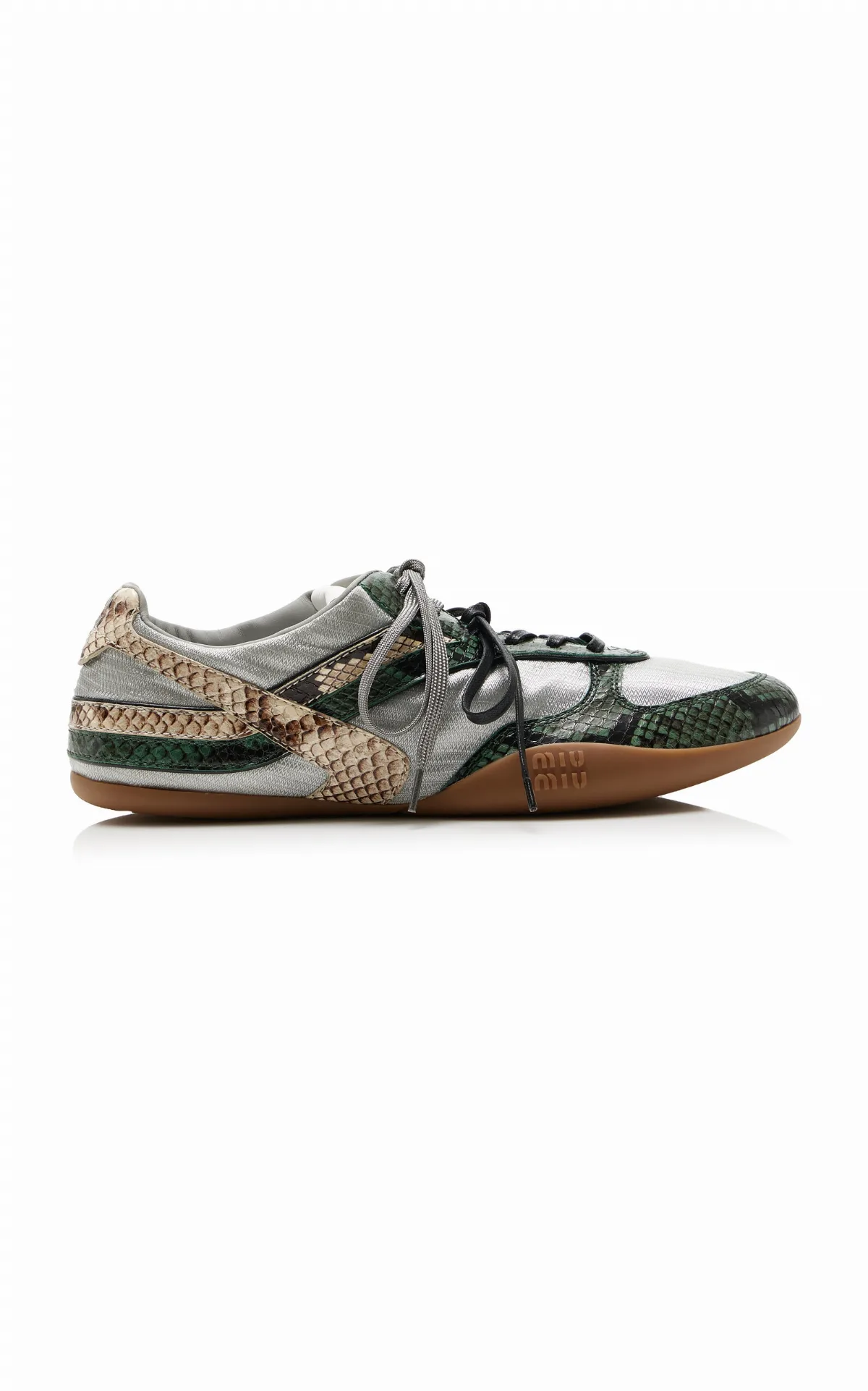 Snake-Effect Nylon Sneakers by Miu Miu