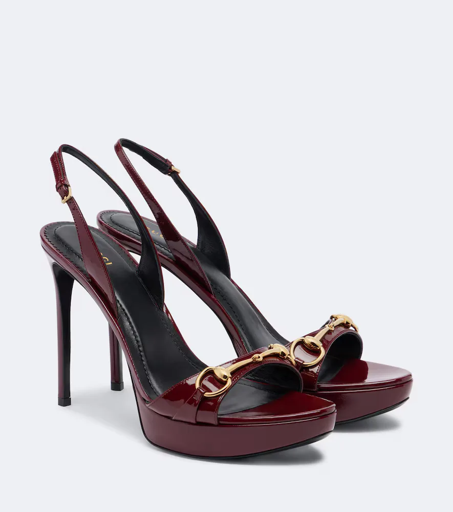 Donna Patent Leather Platform Sandals by Gucci