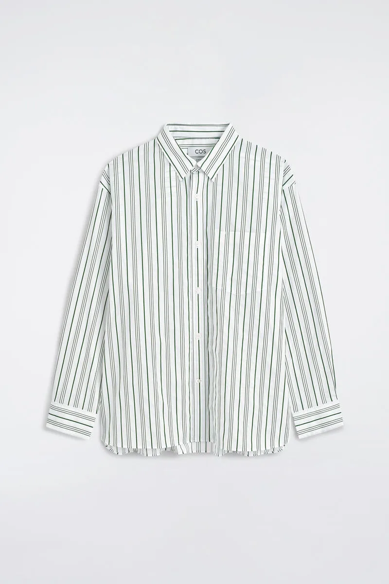 Oversized Striped Cotton-Poplin Shirt by COS