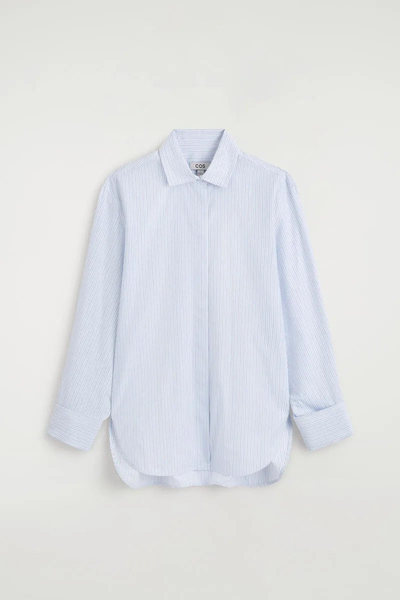 Cutaway-Collar Striped Cotton-Blend Shirt by COS