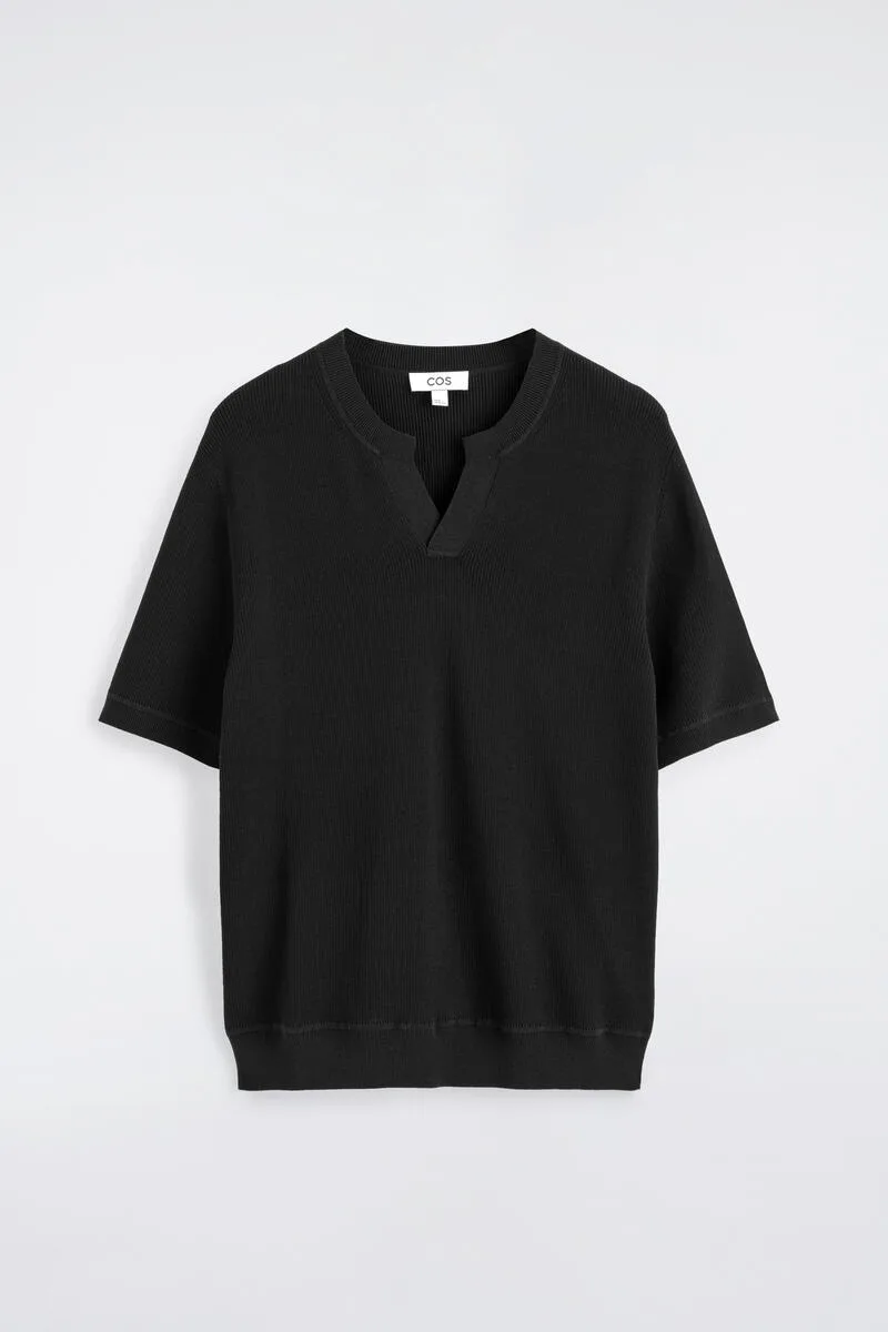 Open-Collar Henley T-Shirt by COS