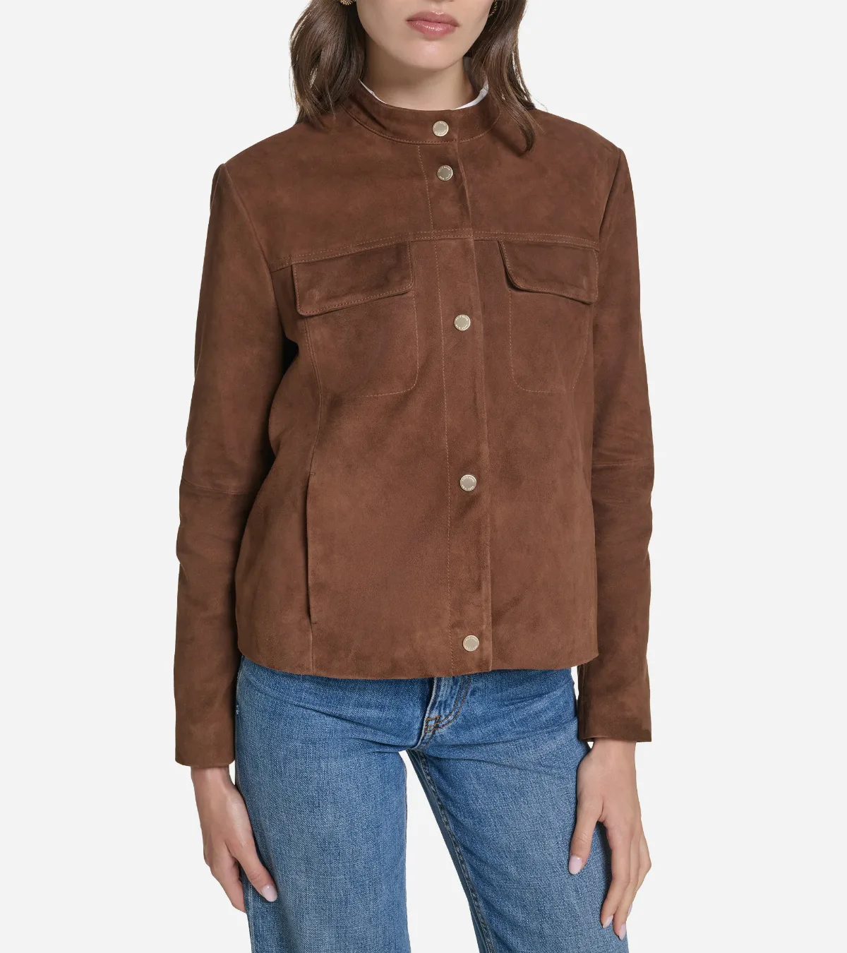 Suede Band Collar Jacket by Cole Haan