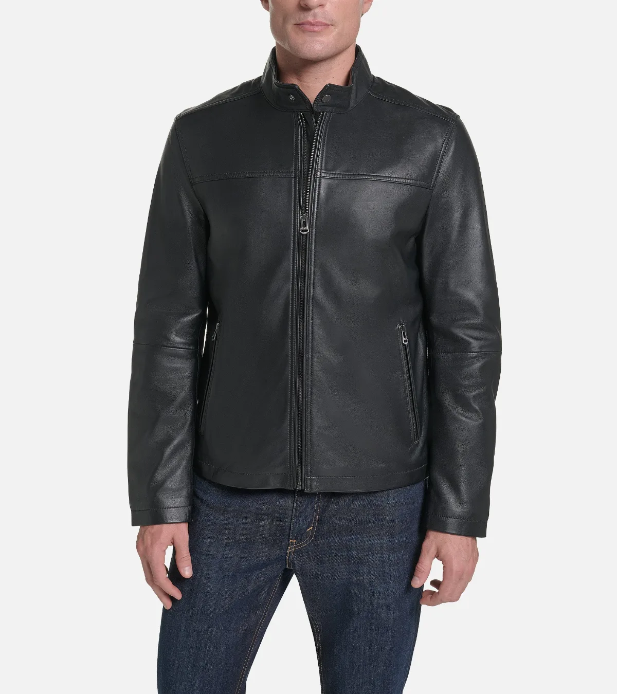 Smooth Leather Racer Jacket by Cole Haan