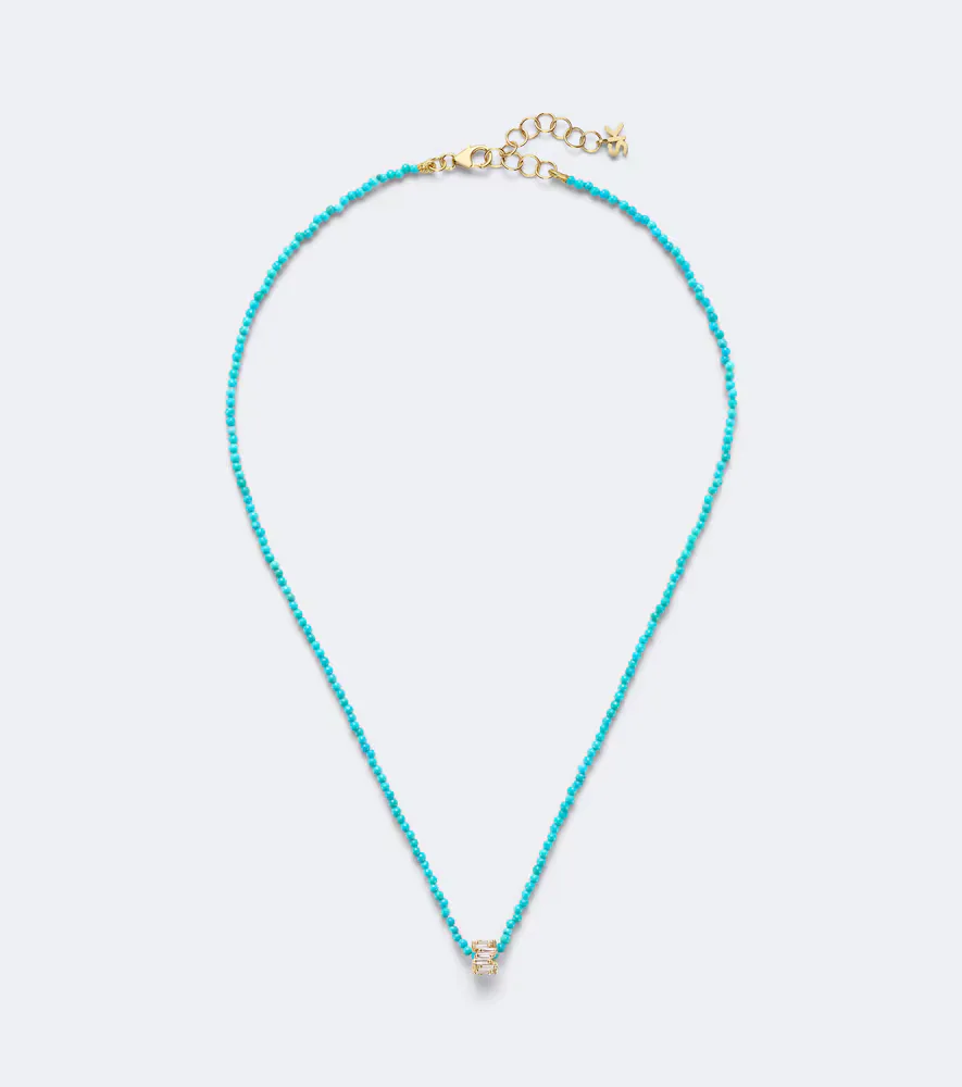 Infinite 18kt Gold Beaded Necklace with Turquoise and Diamonds by Suzanne Kalan