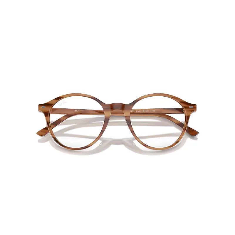 Rb5430 Optics Eyeglasses Striped Brown Frame Clear Lenses Polarized by Ray-Ban