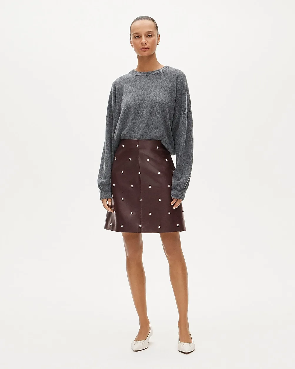 Collection Fairfax Skirt in Studded Faux Leather by J.Crew