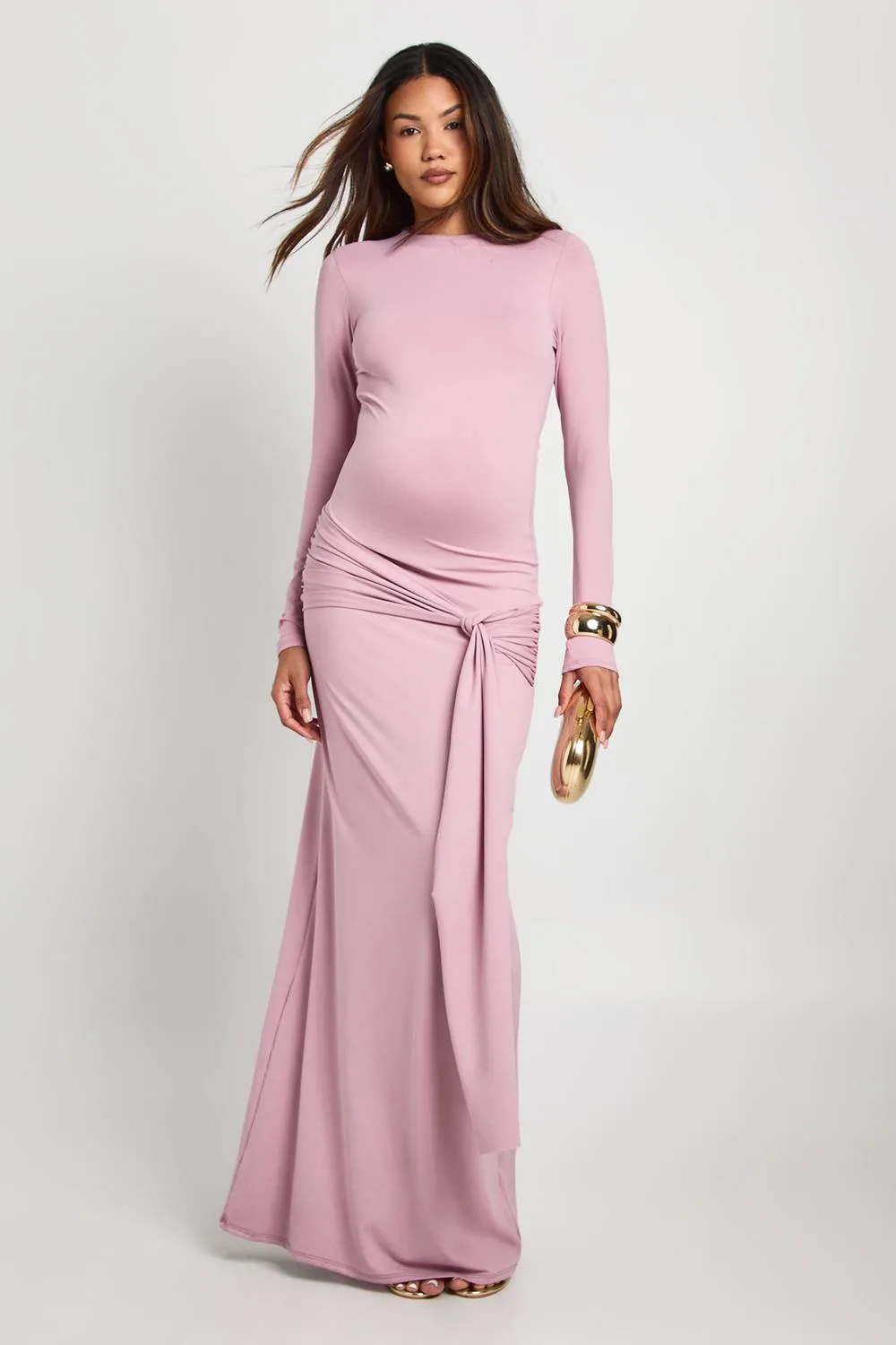 Maternity Under Bump Tie Drop Hem Maxi by boohoo