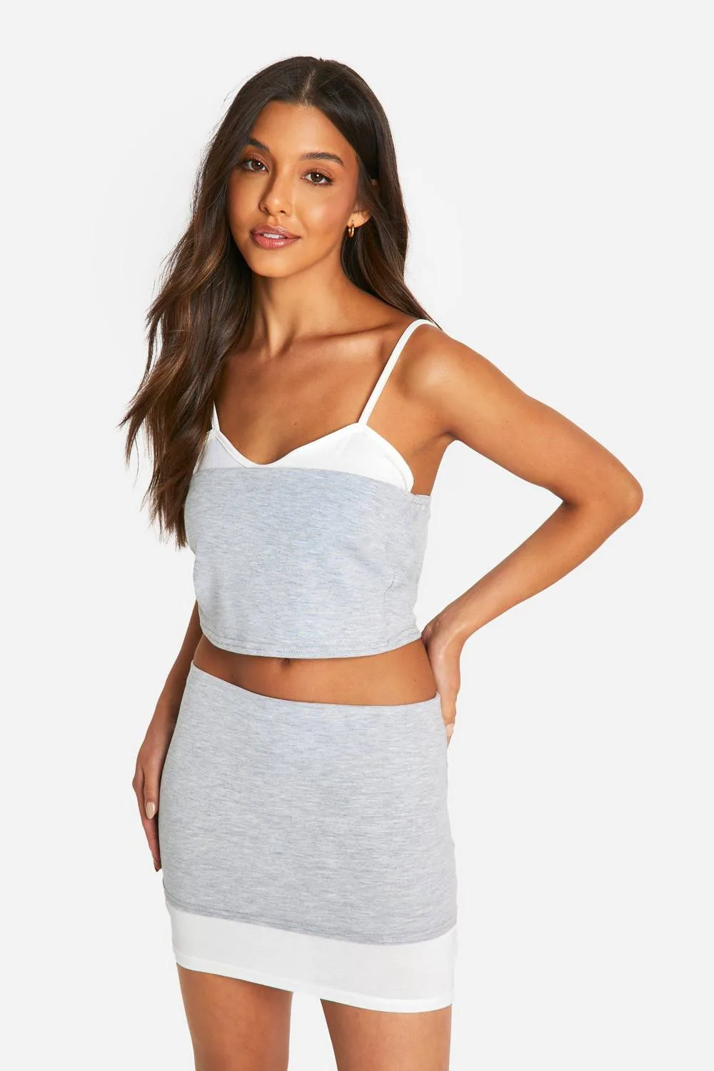 Double Layer Contrast Cami Top by boohoo