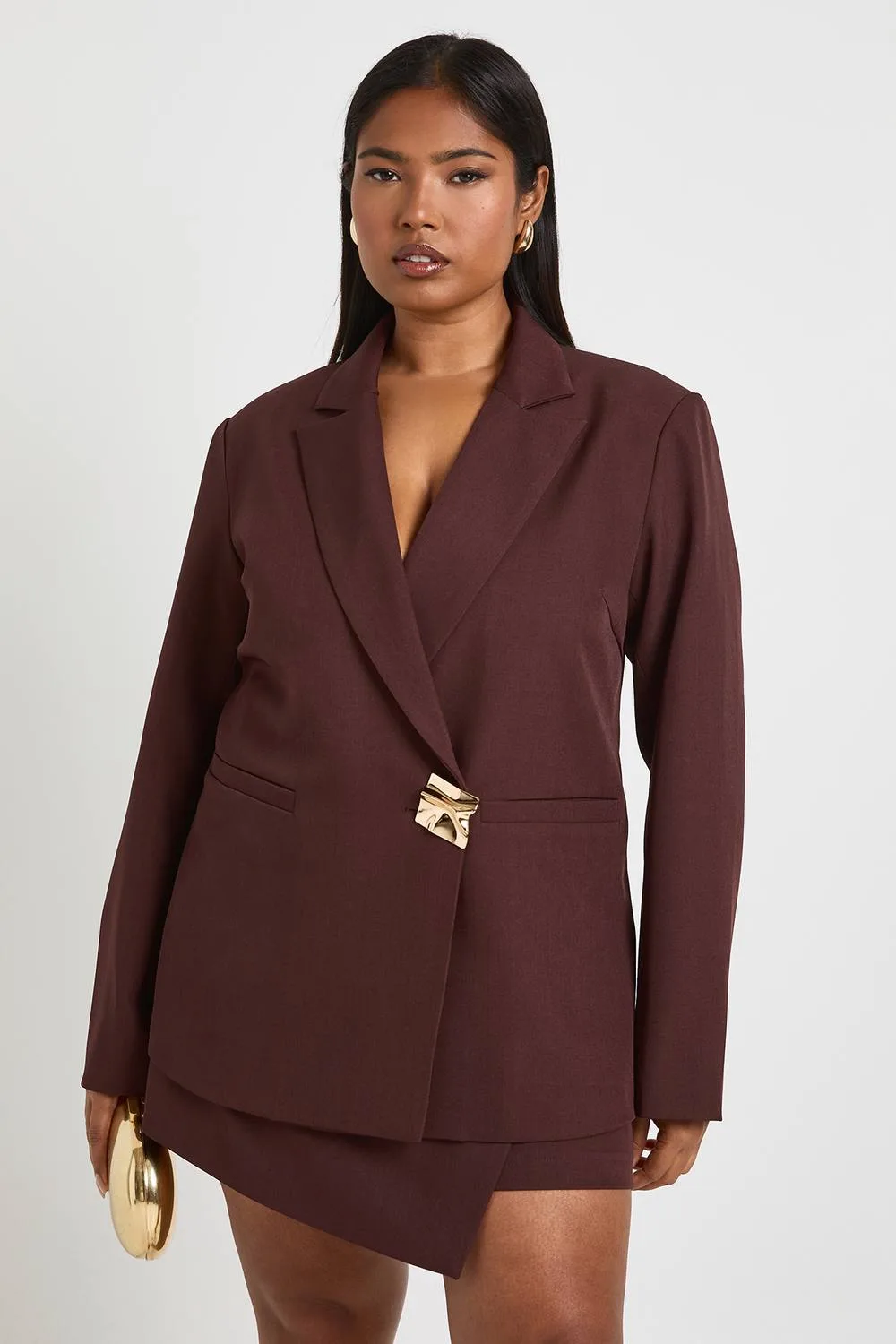 Gold Trim Single Breasted Blazer by boohoo