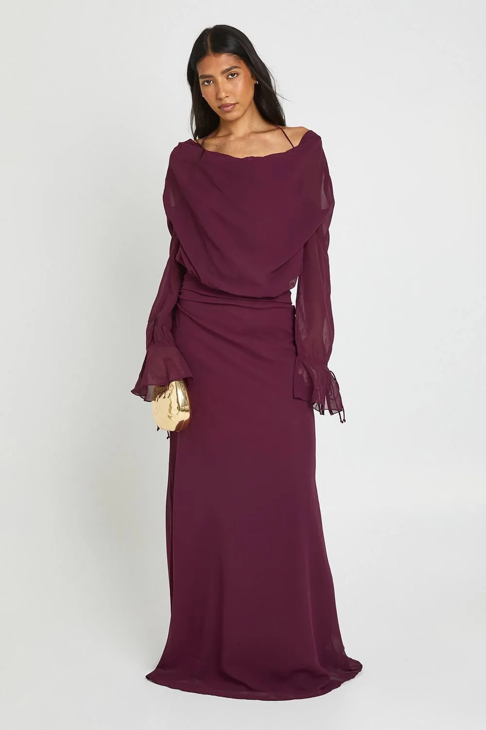 Tall Low Waist Chiffon Maxi Skirt by boohoo